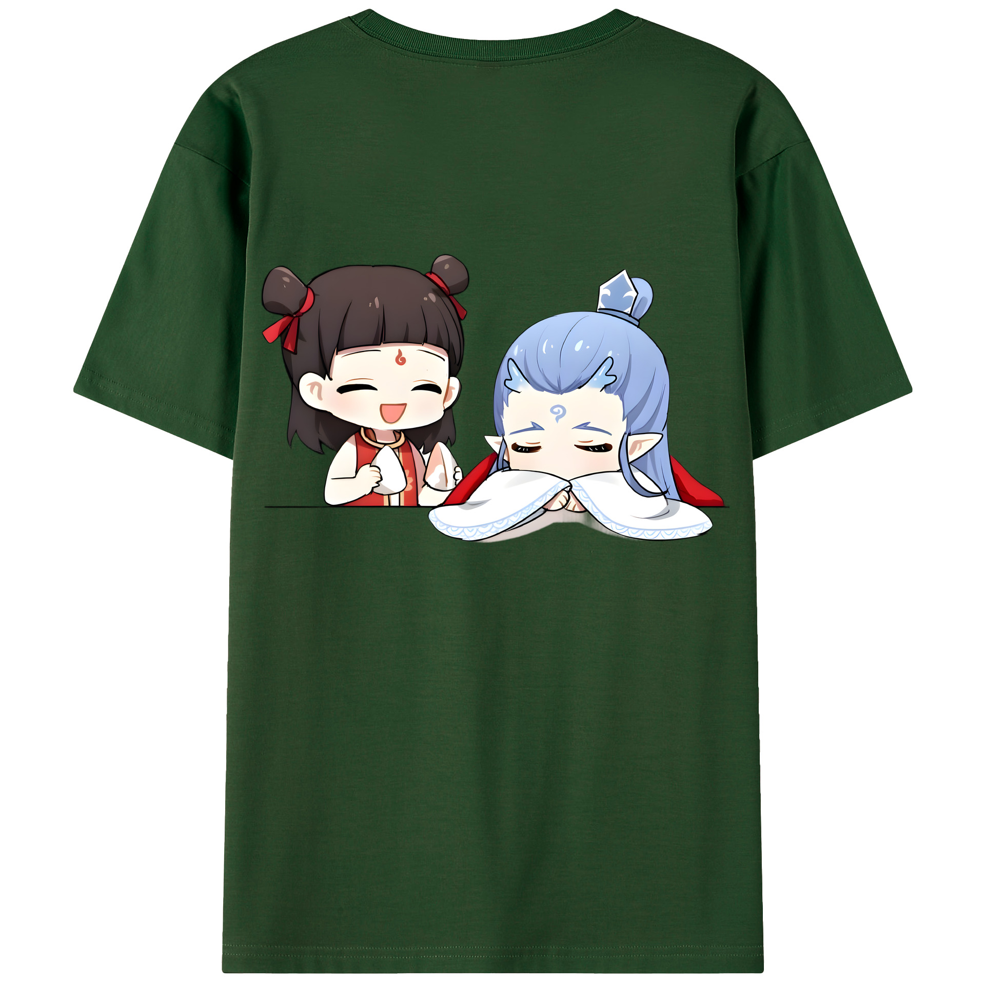 （画像用） Ne Zha 2 ナタ 魔童の大暴れ 綿100％半袖Tシャツ（背面プリント）
